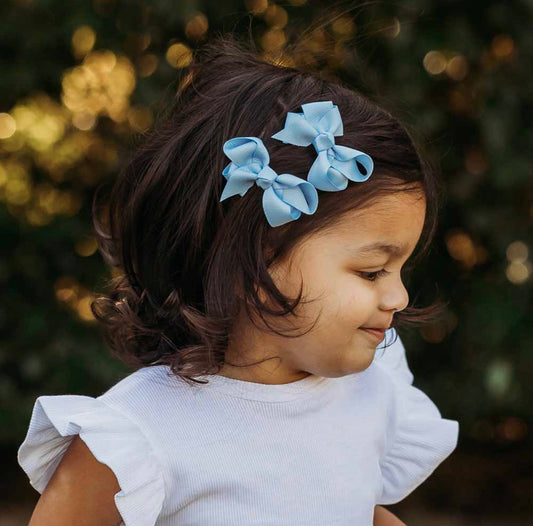 Snuggle Hunny Baby Blue Piggy Tail Hair Clip Bows