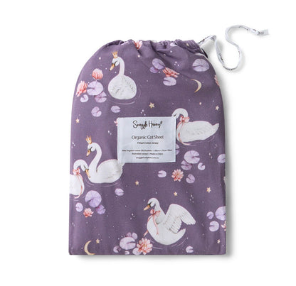 Snuggle Hunny Midnight Swan Fitted Cot Sheet