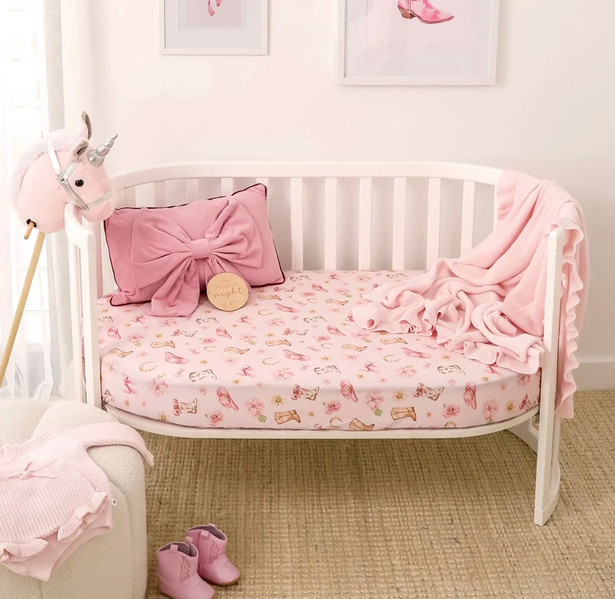 Snuggle Hunny Boots & Bows Fitted Cot Sheet