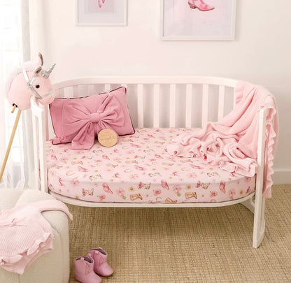 Snuggle Hunny Boots & Bows Fitted Cot Sheet