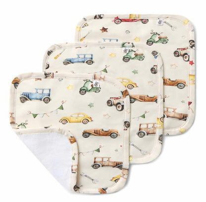 Snuggle Hunny Vintage Cars Wash Cloths 3 Pack