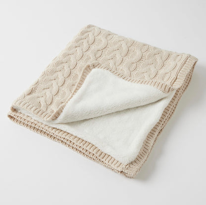 Jiggle & Giggle Aurora Cable Knit Baby Blanket Oatmeal