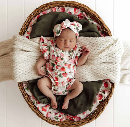 Snuggle Hunny Strawberry Short Sleeve Bodysuit with Frill