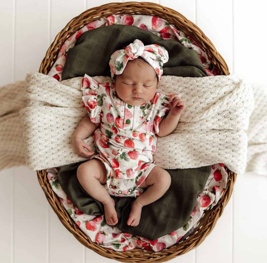 Snuggle Hunny Strawberry Short Sleeve Bodysuit with Frill