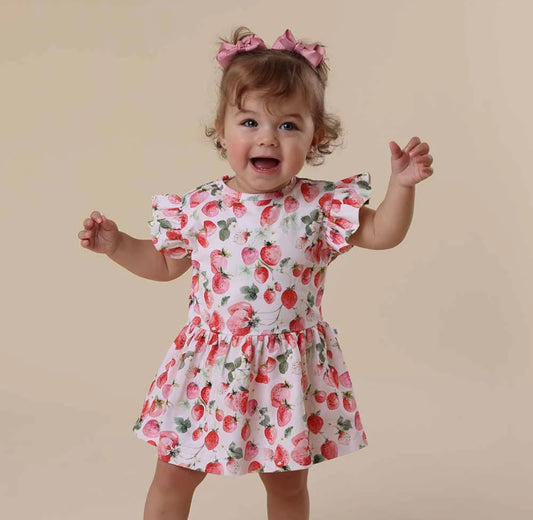 Snuggle Hunny Strawberry Short Sleeve Dress