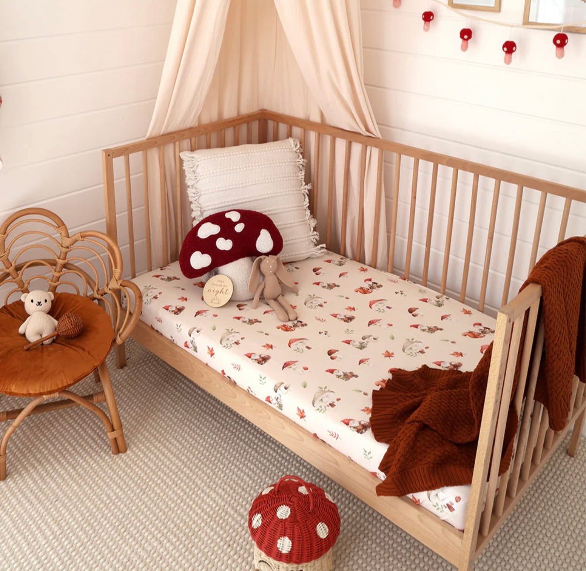 Snuggle Hunny Gnomes Fitted Cot Sheet