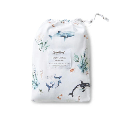 Snuggle Hunny Fitted Cot Sheet Ocean