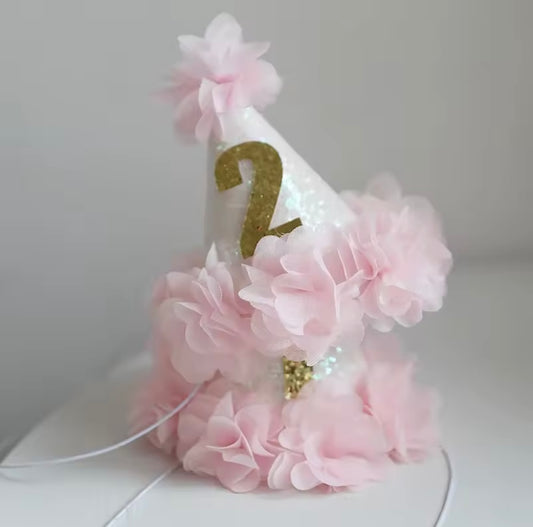 2nd Birthday Hat Pink Floral