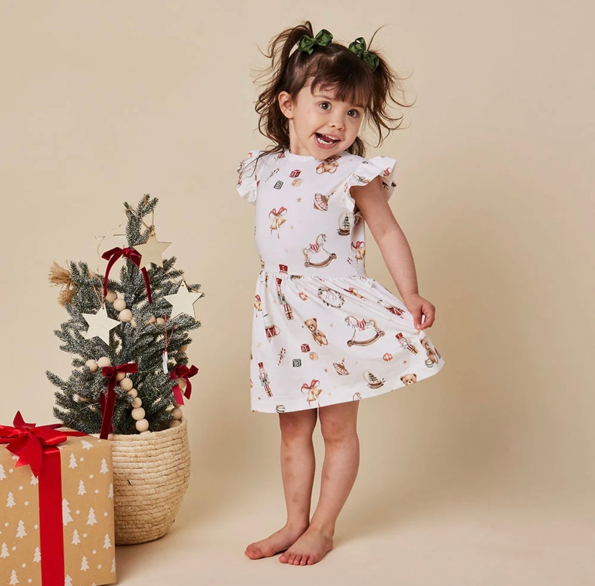 Snuggle Hunny Santa's Toy Shop Short Sleeve Dress