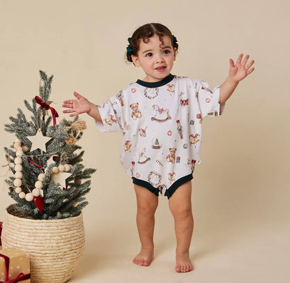 Snuggle Hunny Santa's Toy Shop Oversized Romper
