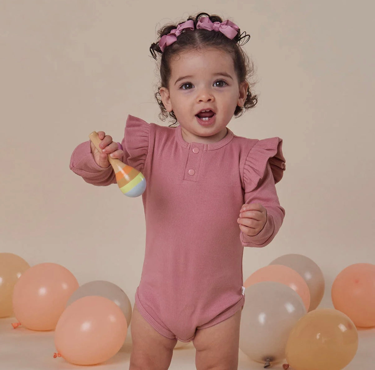 Snuggle Hunny Jewel Pink Rib Long Sleeve Bodysuit