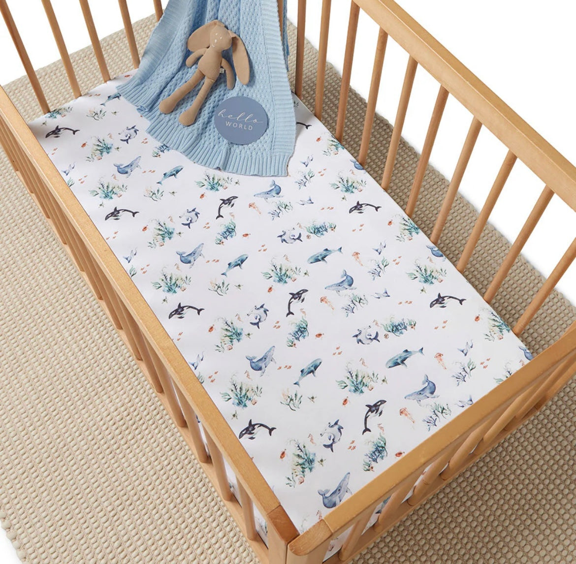 Snuggle Hunny Fitted Cot Sheet Ocean