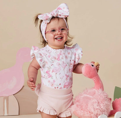 Snuggle Hunny Flamingos Short Sleeve Bodysuit