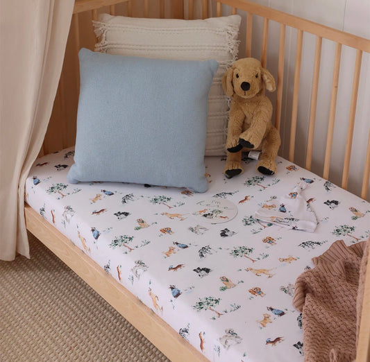 Snuggle Hunny Fitted Cot Sheet Dog Park