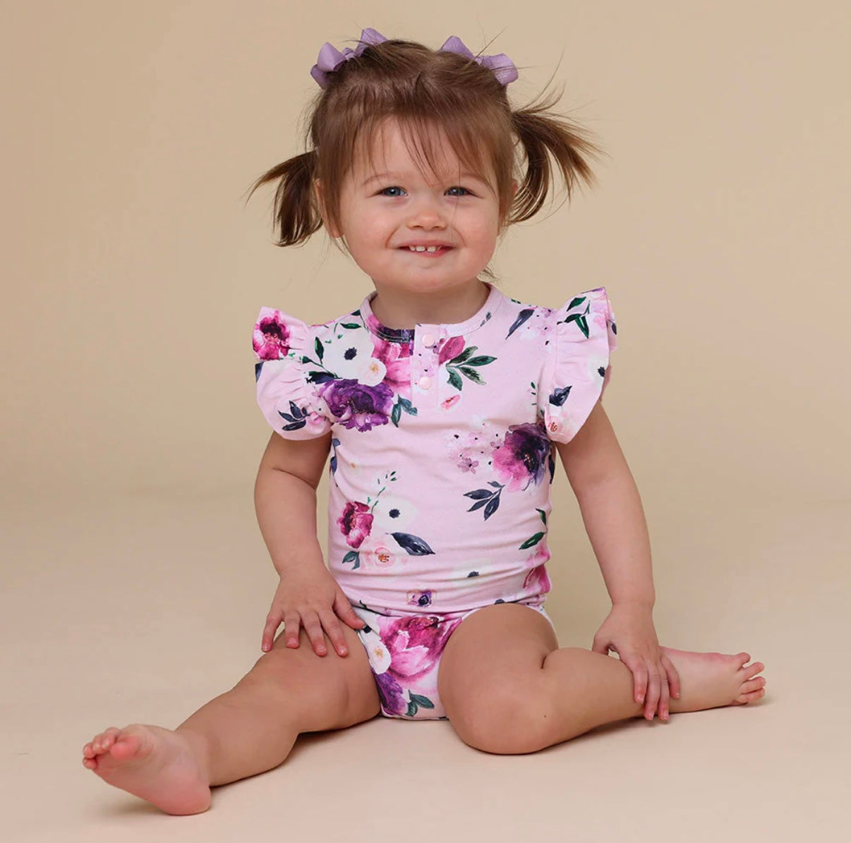 Snuggle Hunny Floral Kiss Short Sleeve Bodysuit