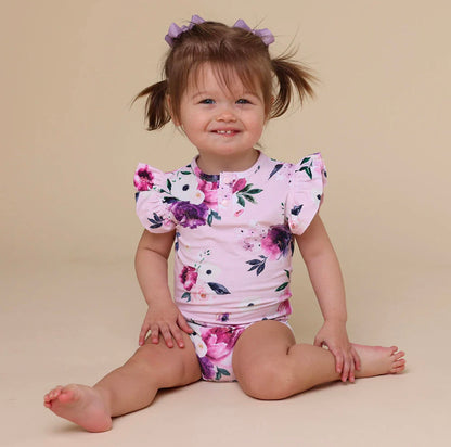 Snuggle Hunny Floral Kiss Short Sleeve Bodysuit