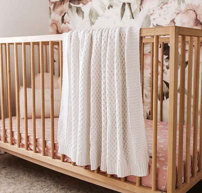 Snuggle Hunny White Diamond Knit Baby Blanket