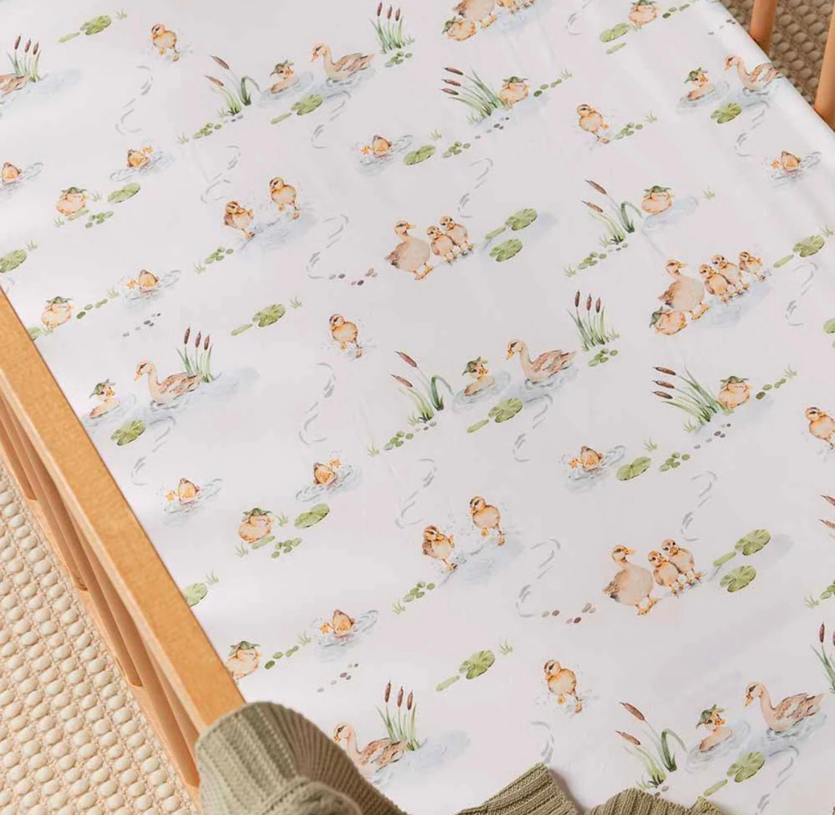 Snuggle Hunny Fitted Cot Sheet Duck Pond