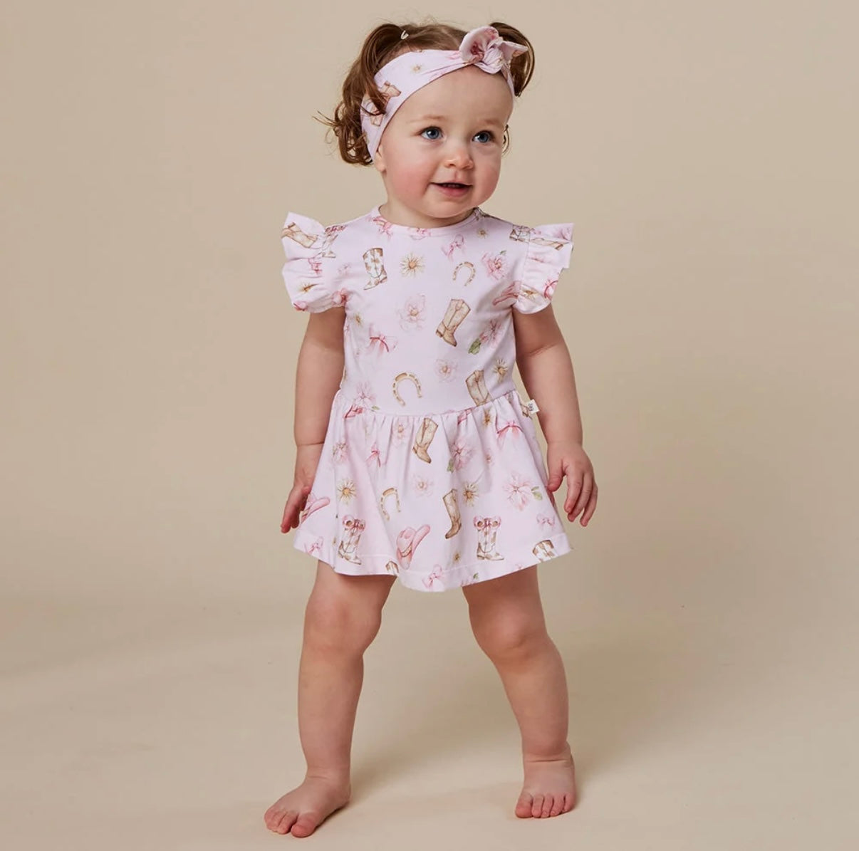 Snuggle Hunny Boots & Bows Short Sleeve Dress