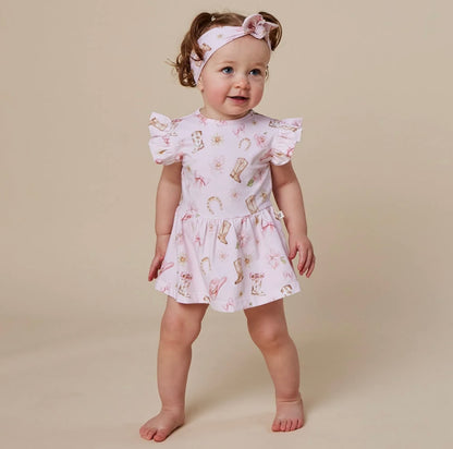 Snuggle Hunny Boots & Bows Short Sleeve Dress