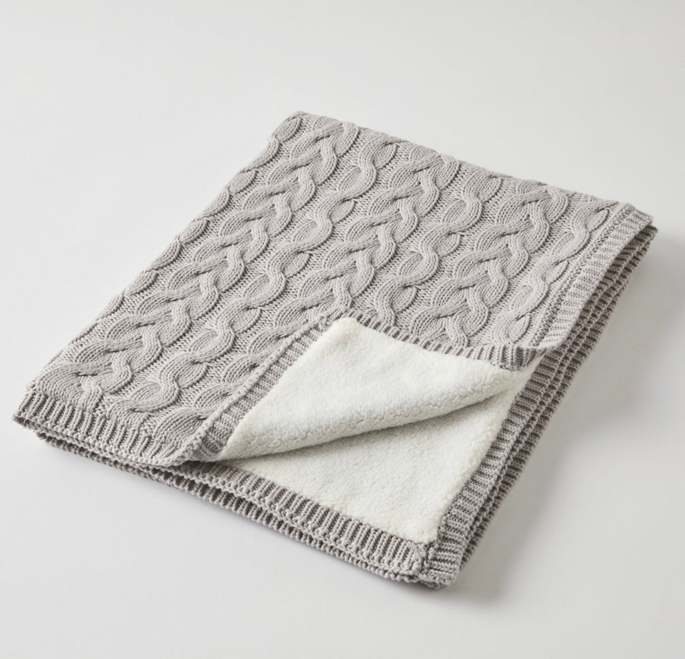 Jiggle & Giggle Aurora Cable Knit Baby Blanket Grey