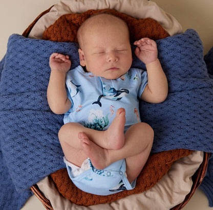 Snuggle Hunny Blue Ocean Short Sleeve Bodysuit