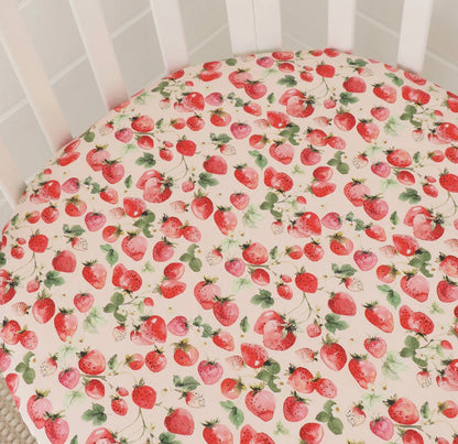 Snuggle Hunny Strawberry Fitted Cot Sheet