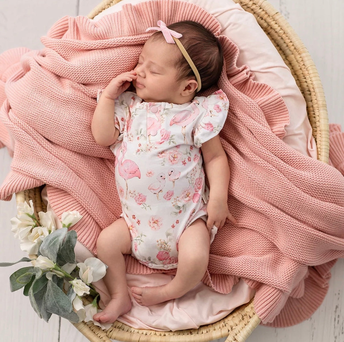 Snuggle Hunny Flamingos Short Sleeve Bodysuit