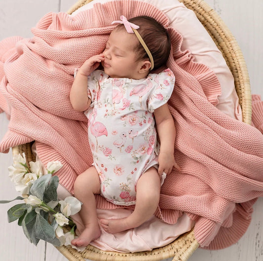 Snuggle Hunny Flamingos Short Sleeve Bodysuit