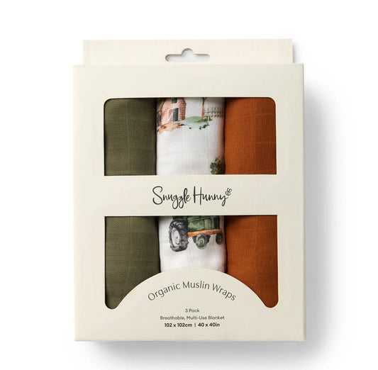 Snuggle Hunny Large Organic Muslin Wraps 3 Pack – Various