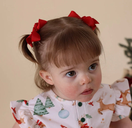 Snuggle Hunny Red Piggy Tail Hair Clip Bows