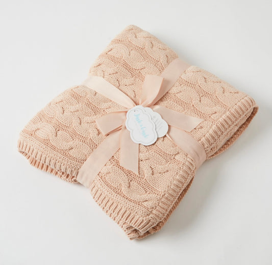 Jiggle & Giggle Aurora Cable Knit Baby Blanket Pink Clay