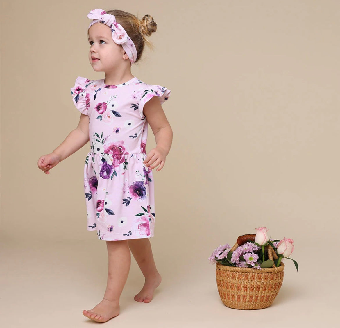 Snuggle Hunny Floral Kiss Short Sleeve Dress