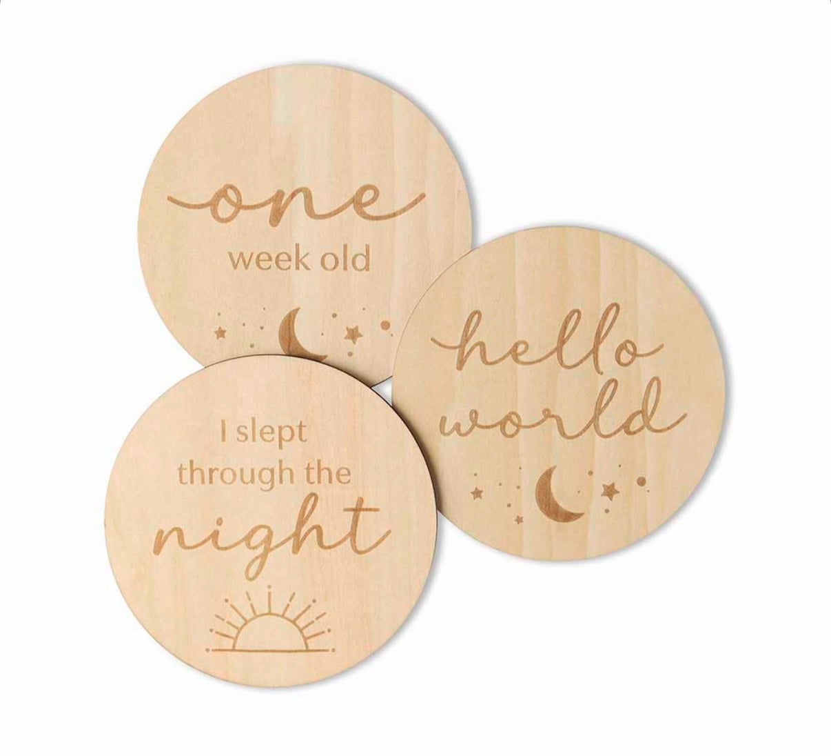 Snuggle Hunny Sun & Moon Wooden Milestone Cards