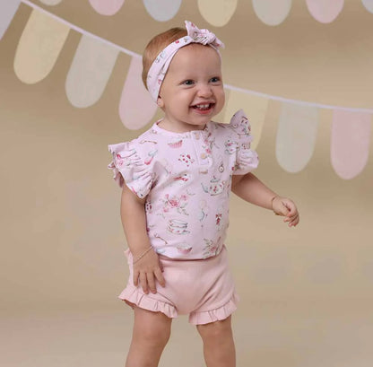 Snuggle Hunny Alice’s Tea Party Short Sleeve Bodysuit