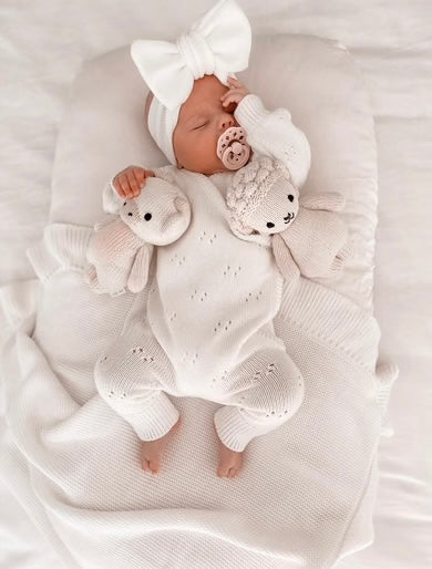 Petite + Co Pointelle Long Romper Milk