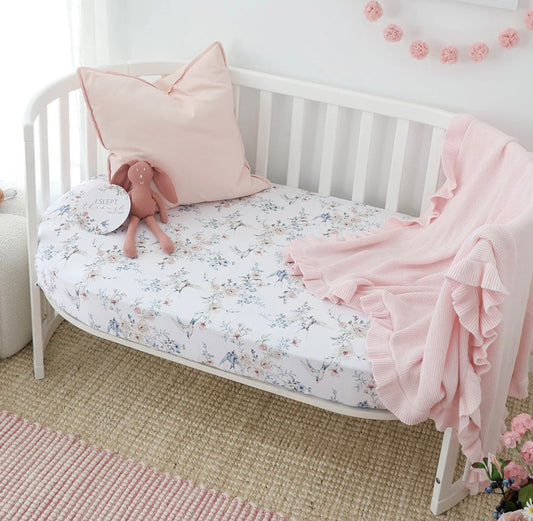 Snuggle Hunny Sweet Swallows Fitted Cot Sheet