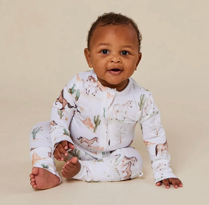 Snuggle Hunny Wild Horses Snugglesuit Convertible Romper