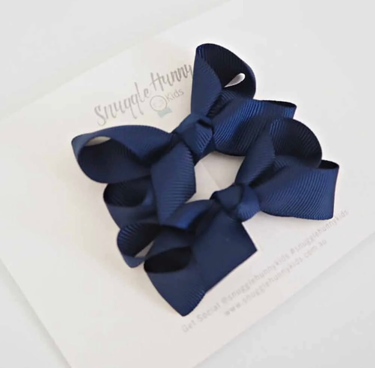 Snuggle Hunny Navy Piggy Tail Hair Clip Bows