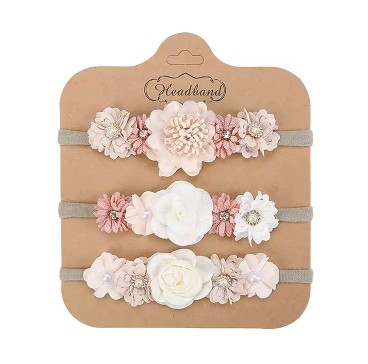 3Pcs/Set Artificial Flower Baby Headbands