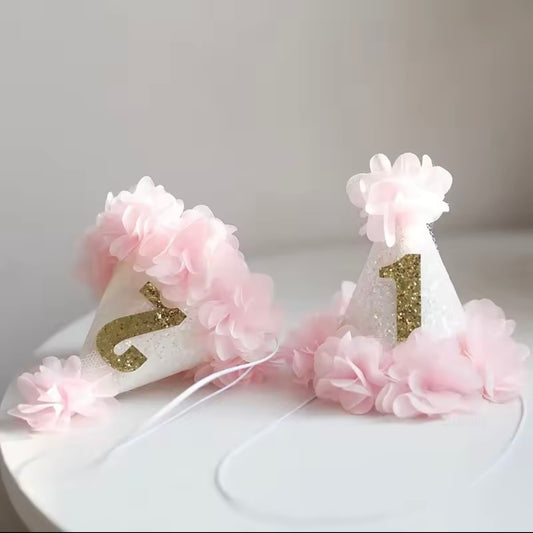 1st Birthday Hat Pink Floral