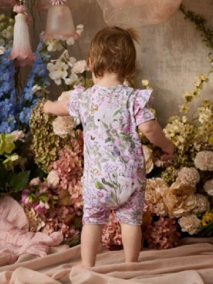 Fleur Harris ‘Heirloom Treasures’ Precious Shorty Frill Coverall in Pink Multi