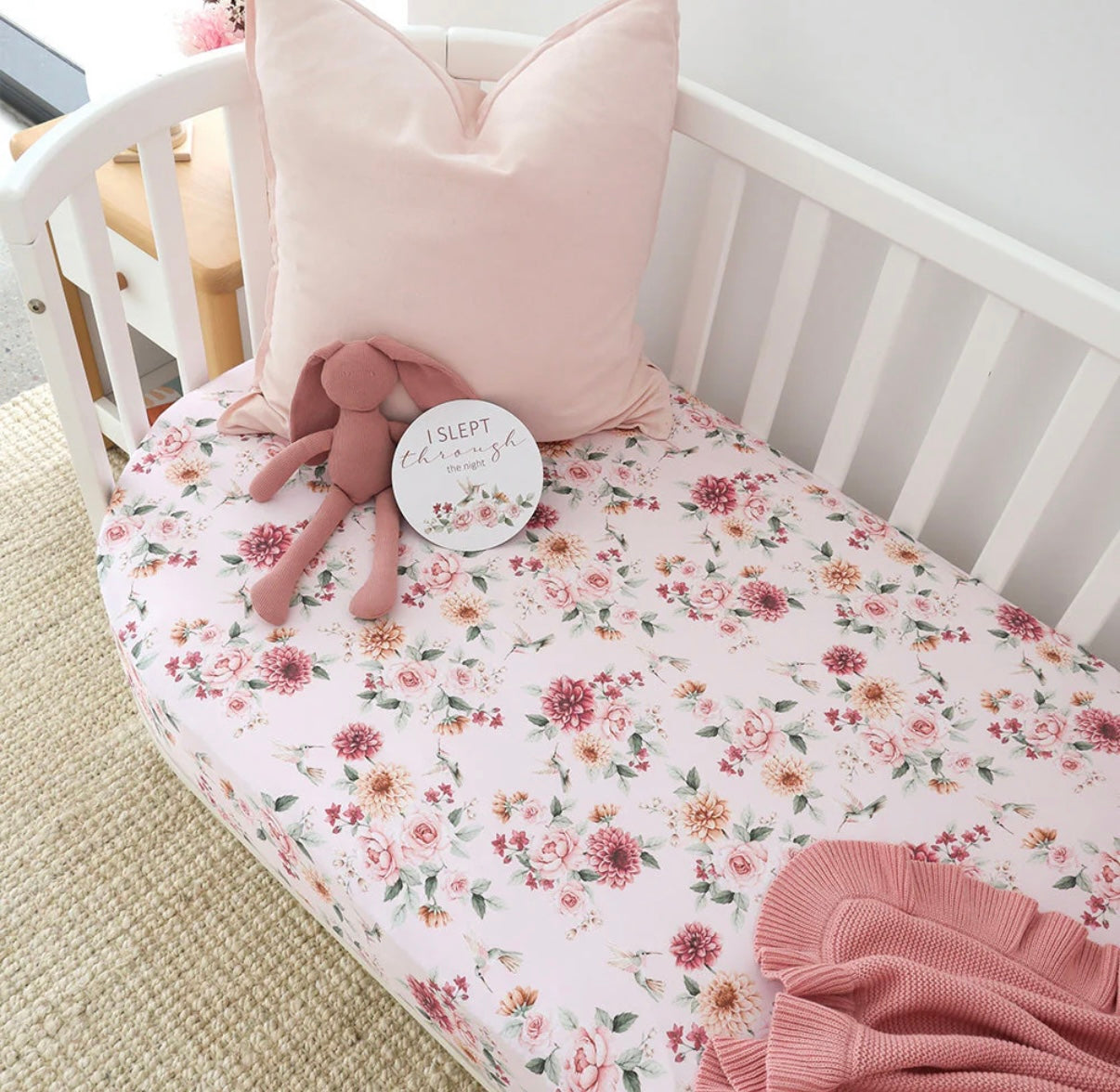 Snuggle Hunny Birds & Blooms Fitted Cot Sheet