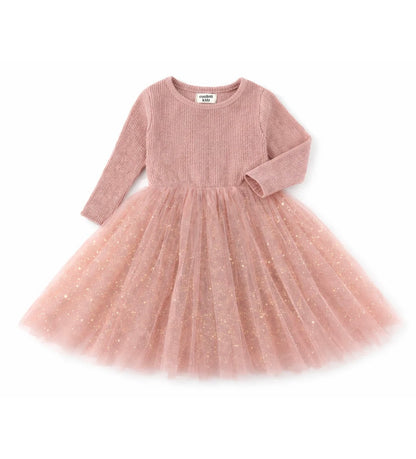 Confetti Kidz Dusty Pink Long Sleeve Tulle Dress