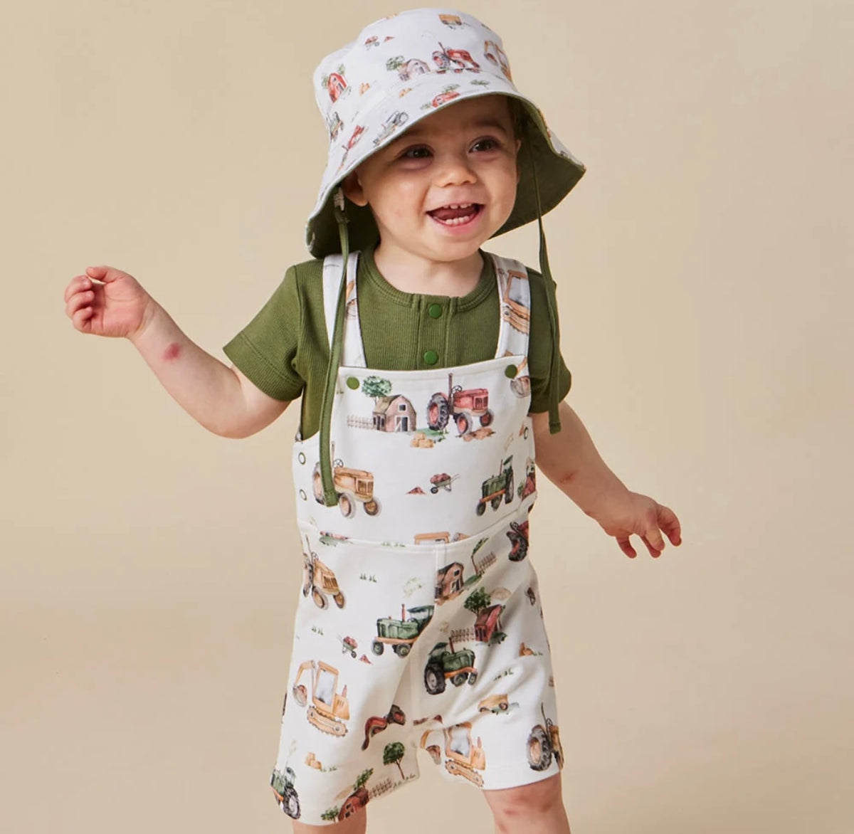 Snuggle Hunny Diggers & Tractors Snuggle Overall Shorts