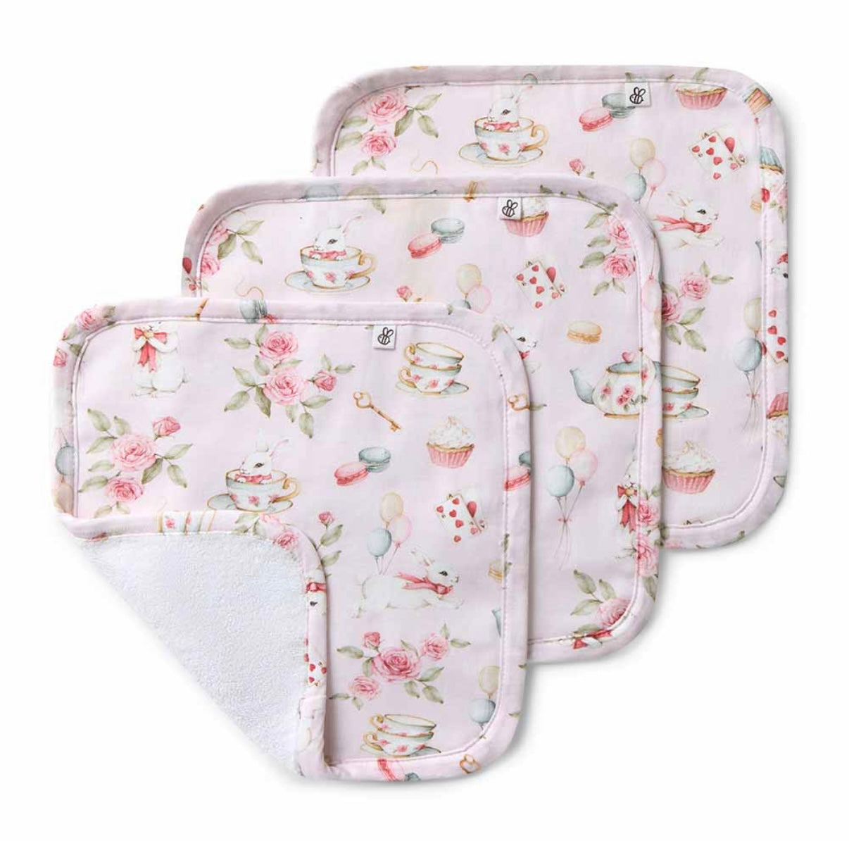 Snuggle Hunny Alice’s Tea Party Wash Cloths 3 Pack