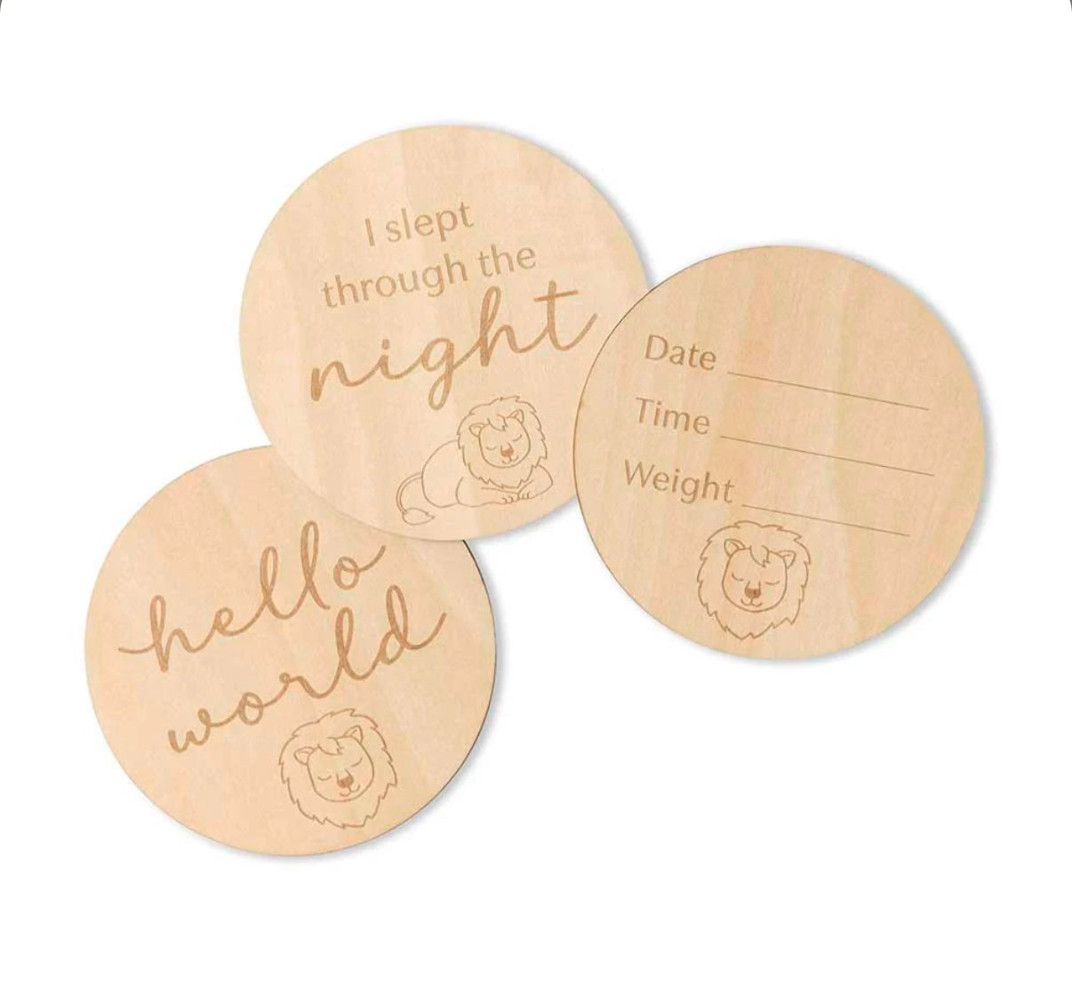 Snuggle Hunny Lion Wooden Milestone Cards