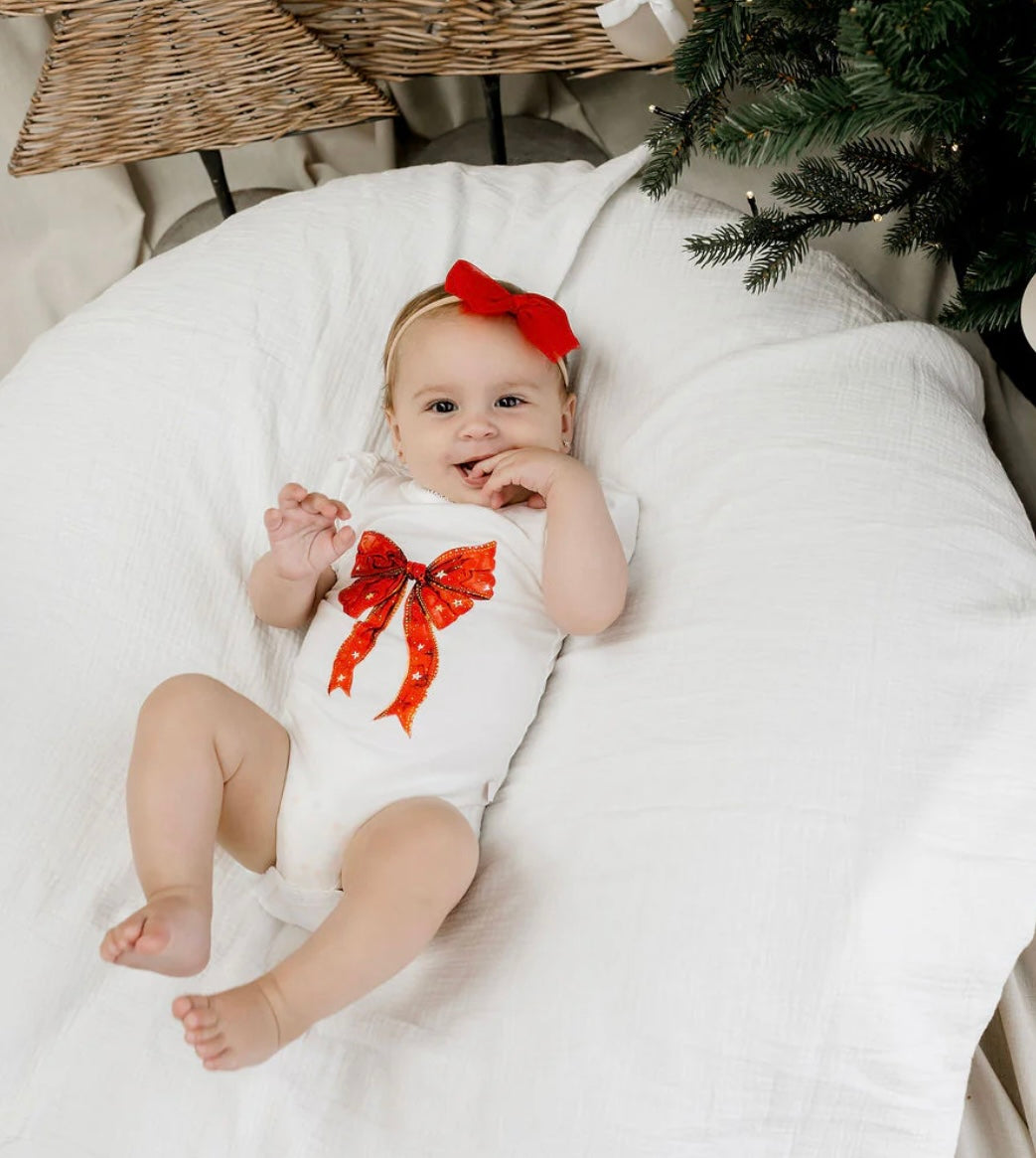 Confetti Kidz Ruby Star Coquette Bow Bamboo Bodysuit