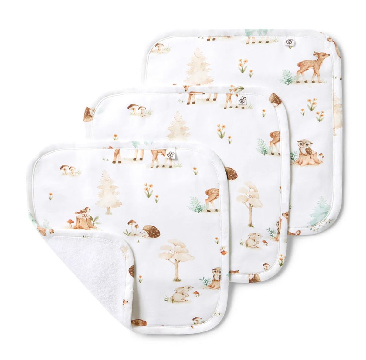 Snuggle Hunny Woodland Tales Wash Cloths 3 Pack