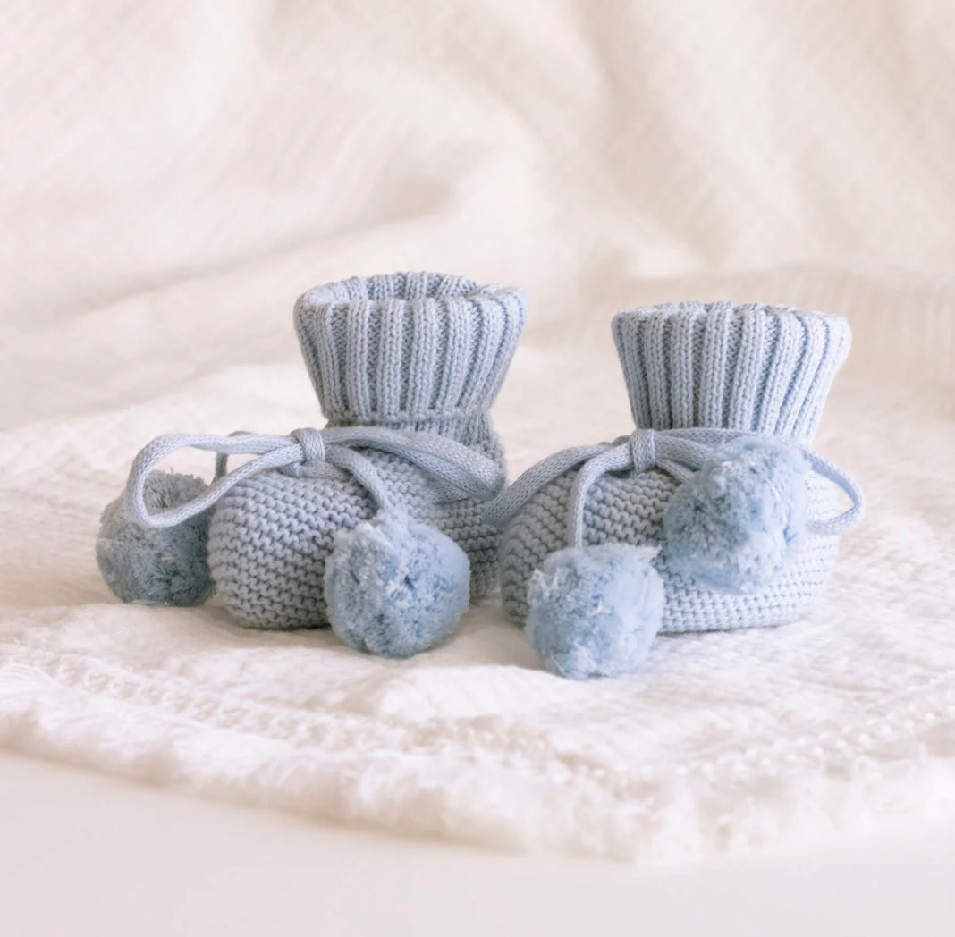 Thea With Love Knitted Baby Booties Sky Blue